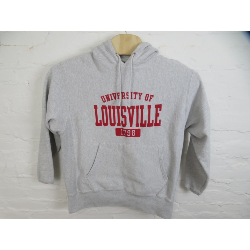 Louisville Cardinals Sweatshirt Mens Large Gray Champion Reverse Weave NCAA